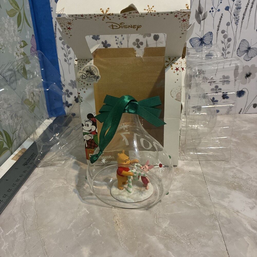 Disney Store Sketchbook Disney Winnie the Pooh & Piglet Glass Holiday Ornament